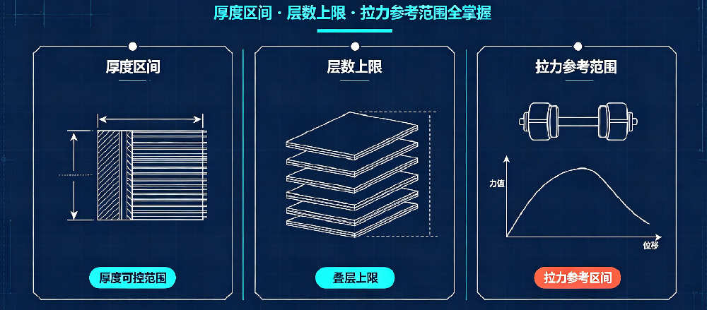 核心工艺参数边界——厚度区间、层数上限、拉力参考范围全掌握