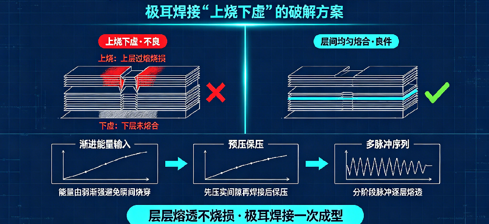 多层铜箔、铝箔焊接一焊就烧损？——极耳焊接